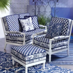 MacKenzie-Childs Indigo Villa Outdoor Loveseat| Outdoor|Spring