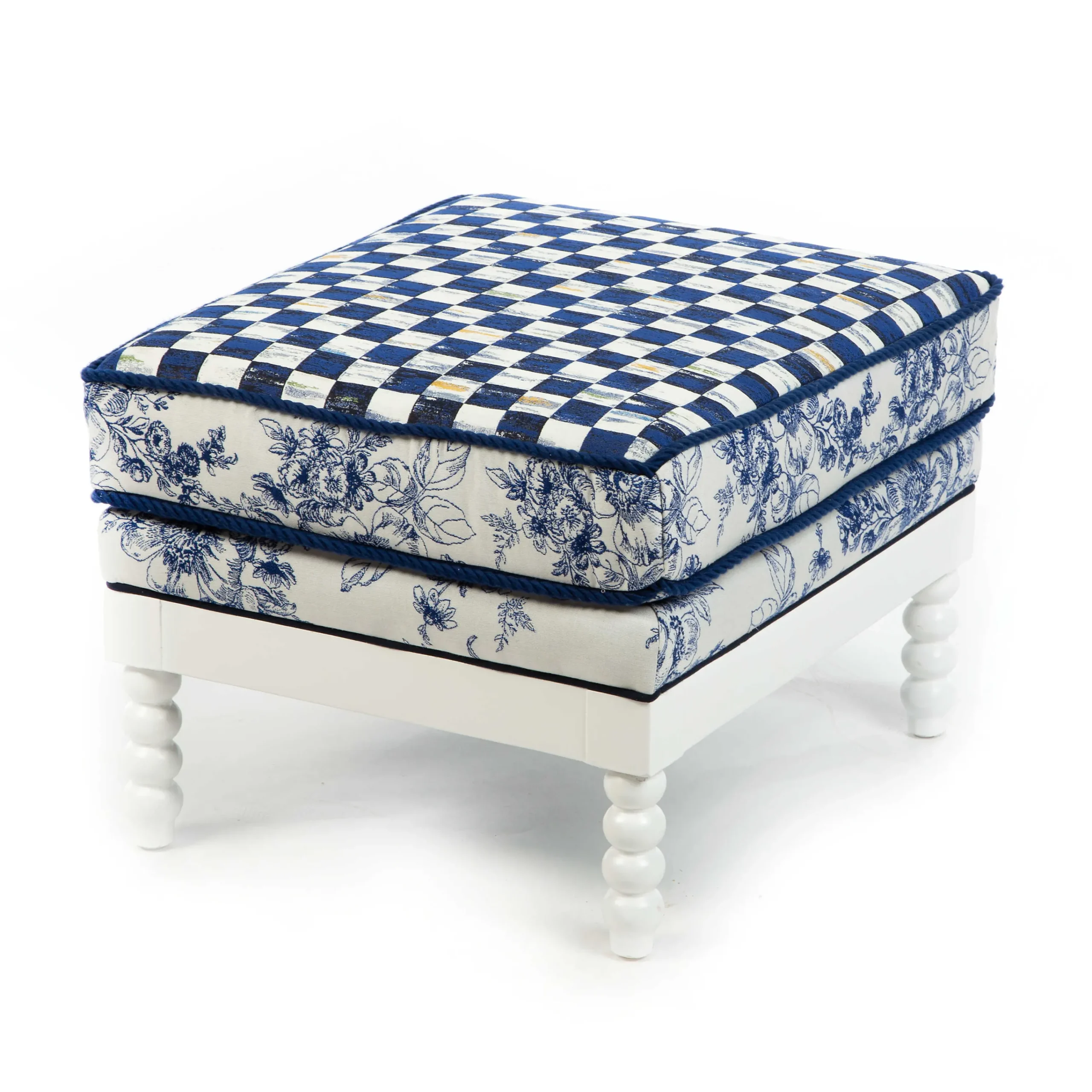 MacKenzie-Childs Indigo Villa Outdoor Ottoman| Outdoor|Spring