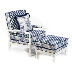 MacKenzie-Childs Indigo Villa Outdoor Ottoman| Outdoor|Spring
