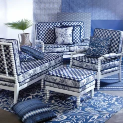 MacKenzie-Childs Indigo Villa Outdoor Throw Pillow| Pillows, Throws, & Cushions|Outdoor