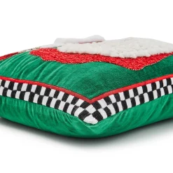 MacKenzie-Childs Joyful Black Santa Throw Pillow| Pillows, Throws, & Cushions