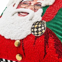 MacKenzie-Childs Joyful Black Santa Throw Pillow| Pillows, Throws, & Cushions