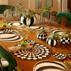 MacKenzie-Childs Kaleidoscope Black  Ivory Beaded Placemat| Table Accessories|Kitchen & Table Linens