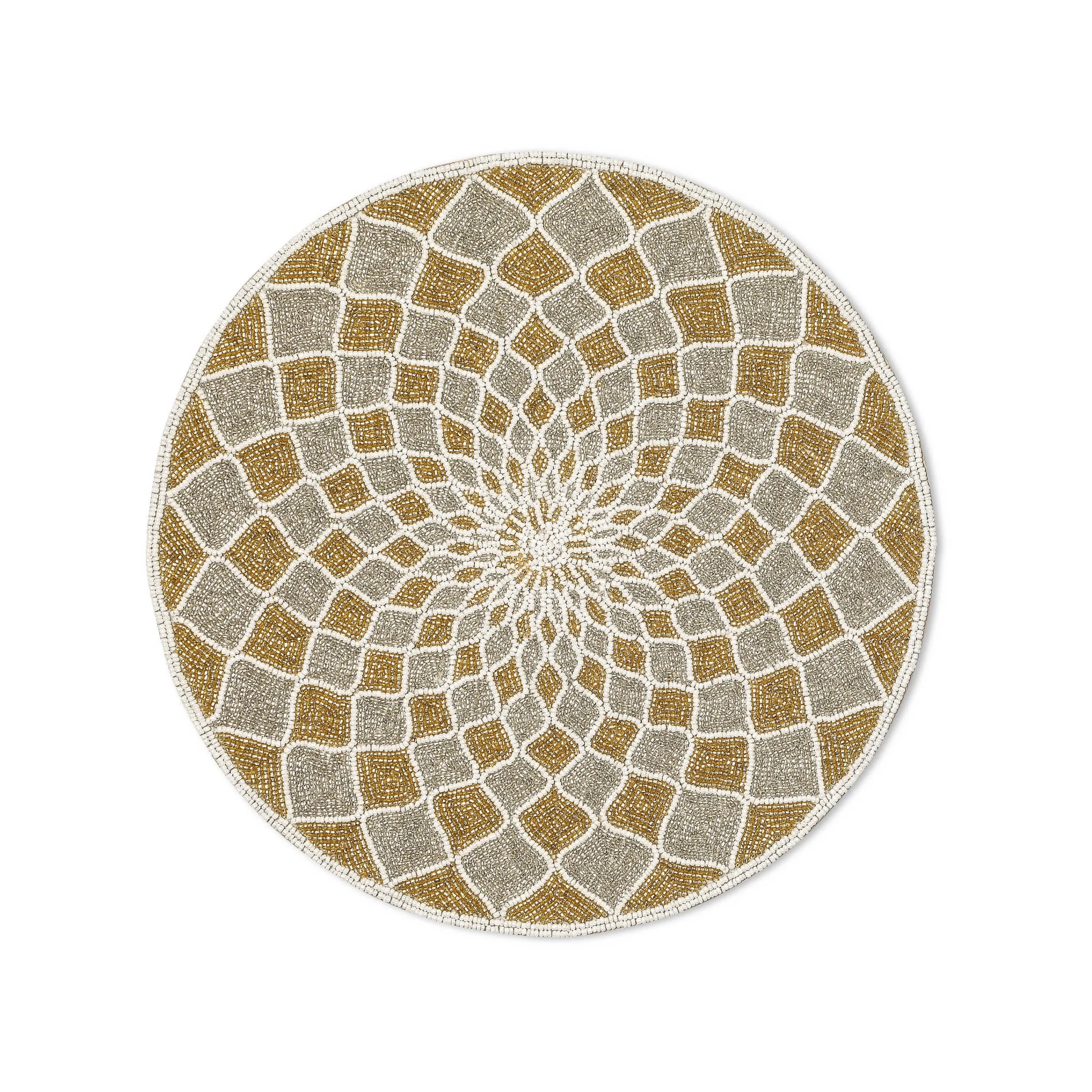 MacKenzie-Childs Kaleidoscope Gold Silver Beaded Placemat| Holiday|Table Accessories