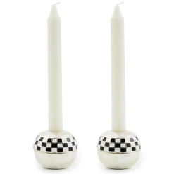 MacKenzie-Childs Large Sphere Check Candle Holders, Set of 2| Candles & Fragrances|Room Accents
