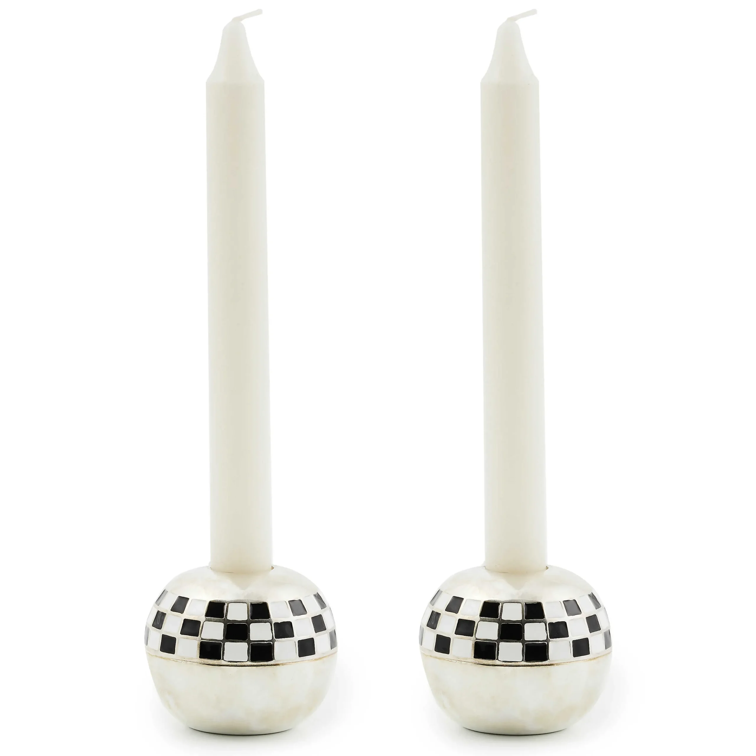 MacKenzie-Childs Large Sphere Check Candle Holders, Set of 2| Candles & Fragrances|Room Accents