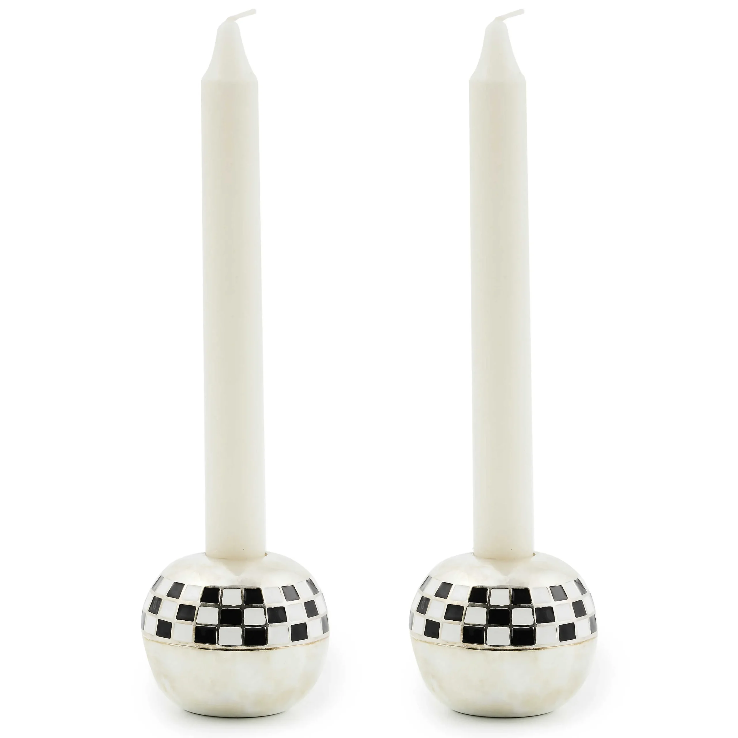 MacKenzie-Childs Large Sphere Check Candle Holders, Set of 2| Candles & Fragrances|Room Accents
