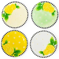 MacKenzie-Childs Lemon Dessert Plates, Set of 4| Spring|Dinnerware & Flatware