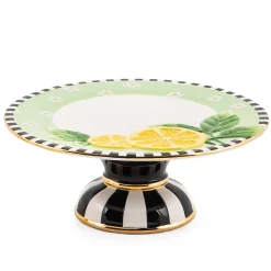 MacKenzie-Childs Lemon Small Pedestal Platter| Spring|Serveware