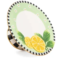 MacKenzie-Childs Lemon Small Pedestal Platter| Spring|Serveware