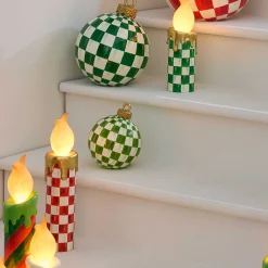 MacKenzie-Childs Light Green Check Tabletop Ornament| Room Accents