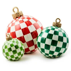 MacKenzie-Childs Light Green Check Tabletop Ornament| Room Accents