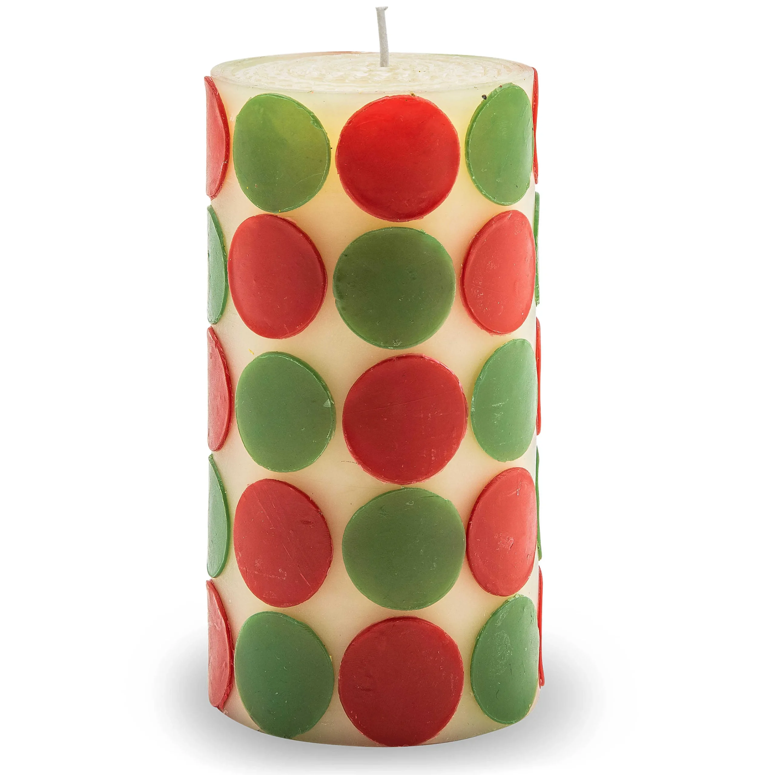 MacKenzie-Childs Macrodot 6 Red Green Pillar Candle| Holiday|Candles & Fragrances