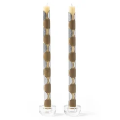 MacKenzie-Childs Macrodot Grey Dinner Candles, Set of 2| Candles & Fragrances|Table Accessories