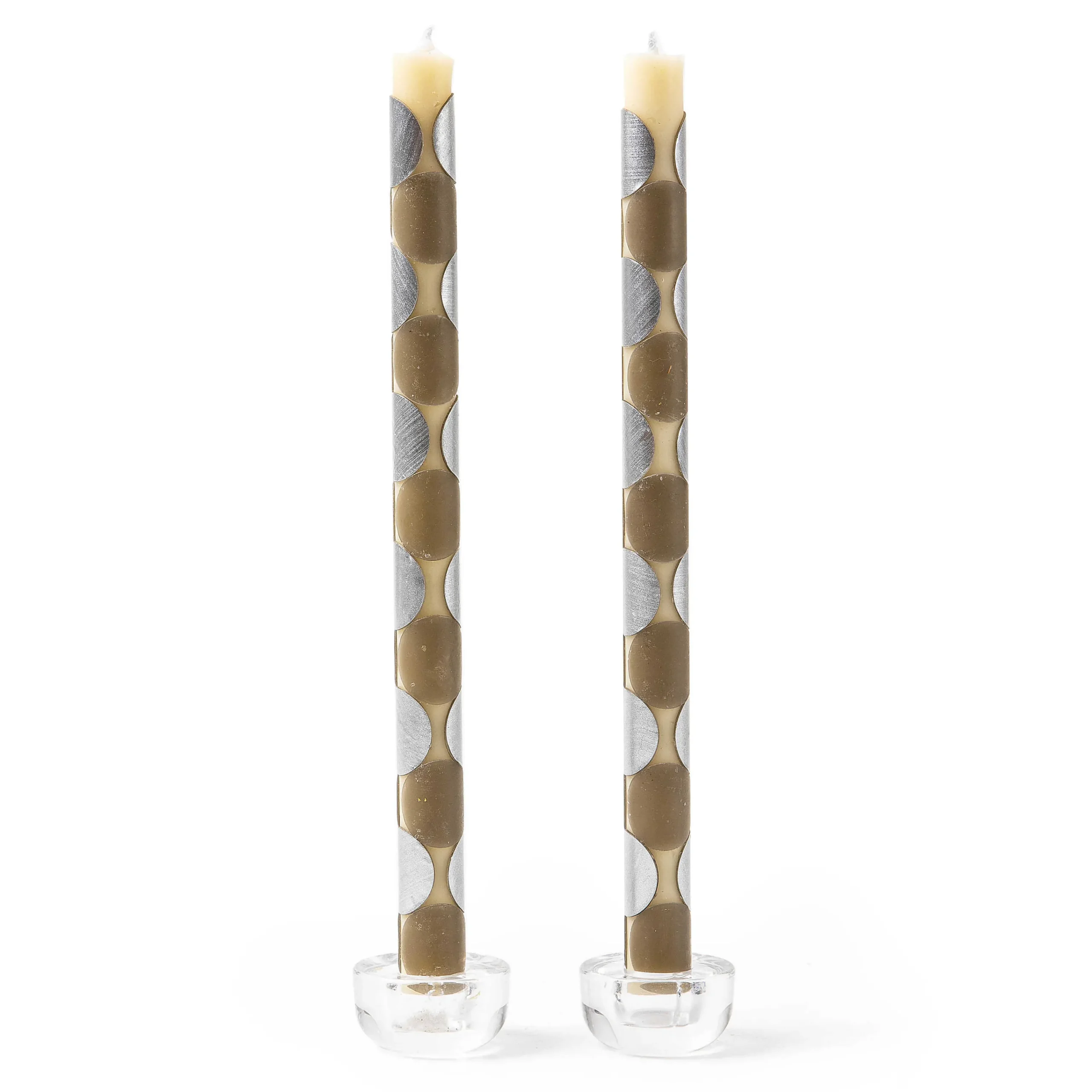 MacKenzie-Childs Macrodot Grey Dinner Candles, Set of 2| Candles & Fragrances|Table Accessories