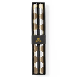 MacKenzie-Childs Macrodot Grey Dinner Candles, Set of 2| Candles & Fragrances|Table Accessories