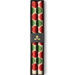 MacKenzie-Childs Macrodot Red Green Dinner Candles, Set of 2| Holiday|Candles & Fragrances