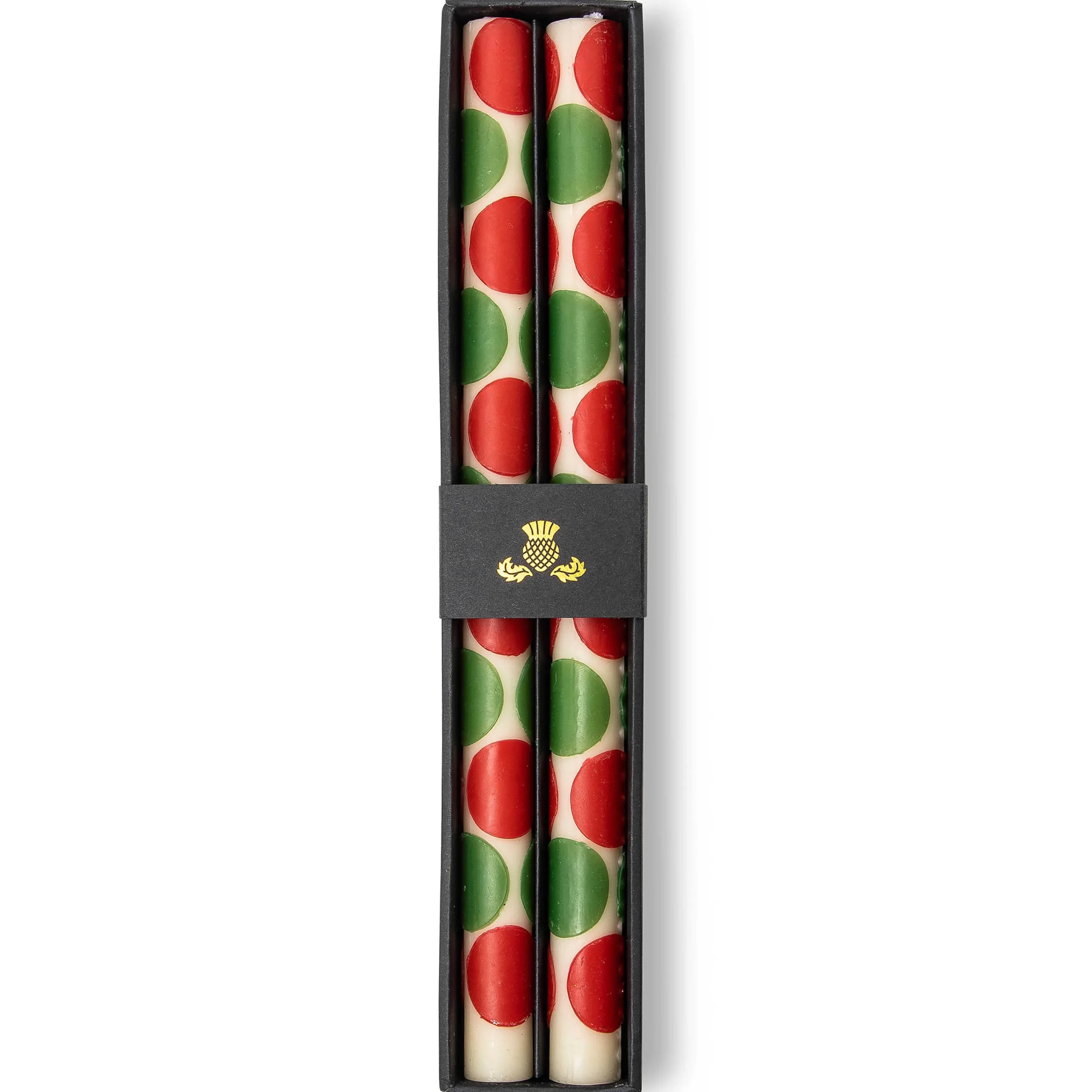 MacKenzie-Childs Macrodot Red Green Dinner Candles, Set of 2| Holiday|Candles & Fragrances