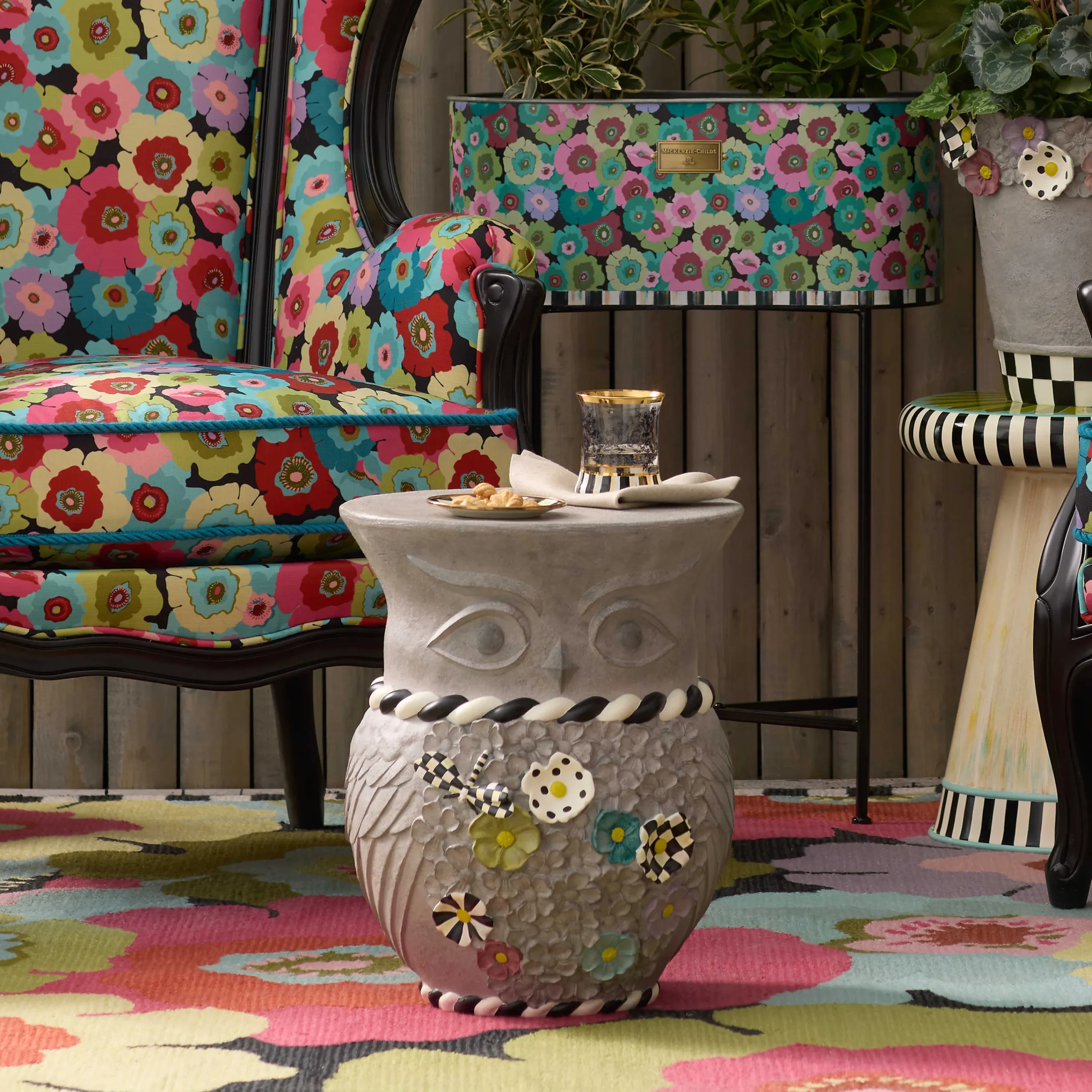 MacKenzie-Childs Maia Owl Garden Stool| Spring|Outdoor