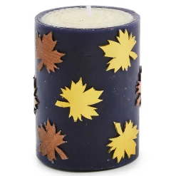 MacKenzie-Childs Maple Leaf Navy 4 Pillar Candle| The Fall Shop|Candles & Fragrances