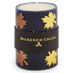 MacKenzie-Childs Maple Leaf Navy 4 Pillar Candle| The Fall Shop|Candles & Fragrances