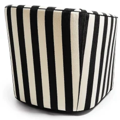MacKenzie-Childs Marquee Black Stripe Chenille Swivel Chair| Living Room