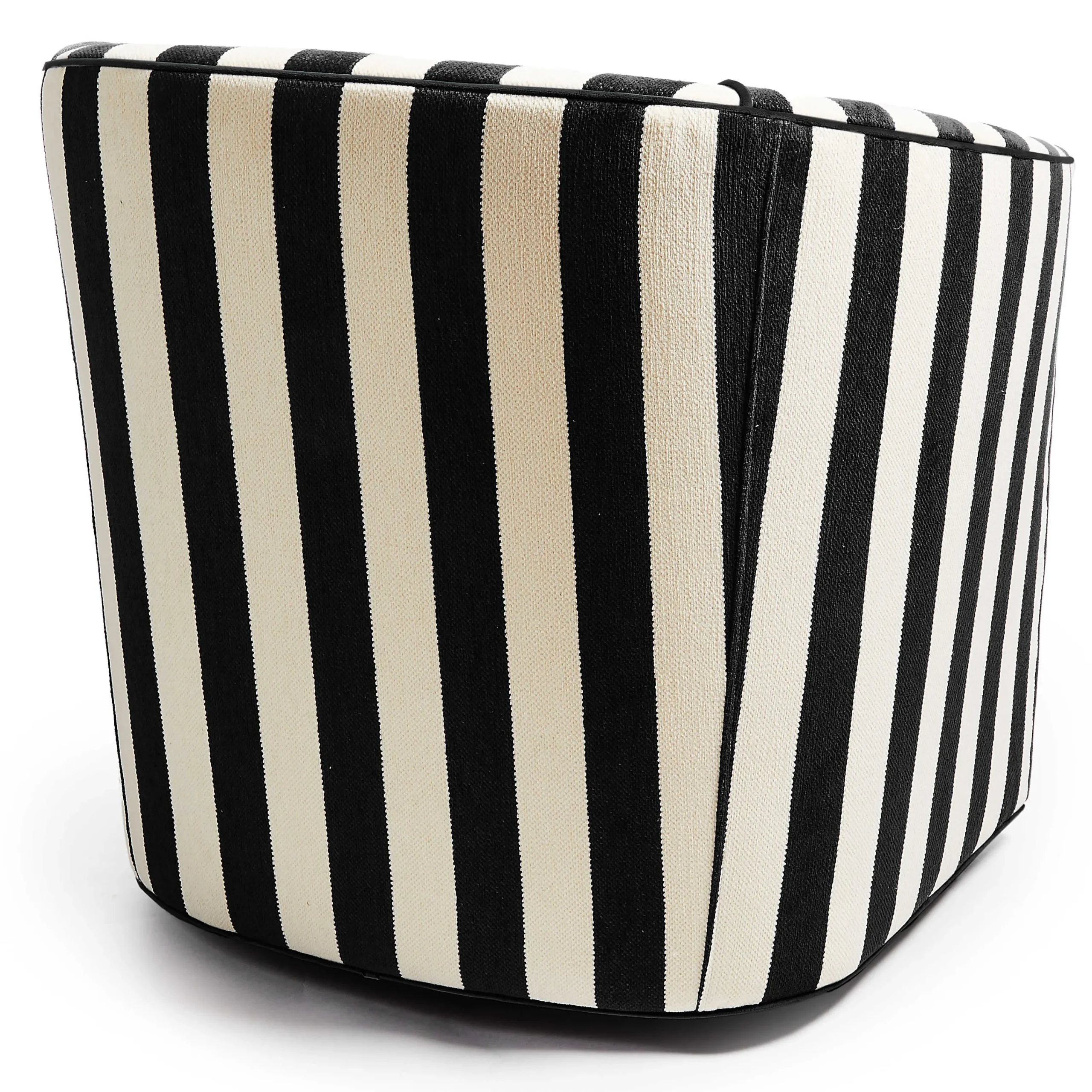 MacKenzie-Childs Marquee Black Stripe Chenille Swivel Chair| Living Room