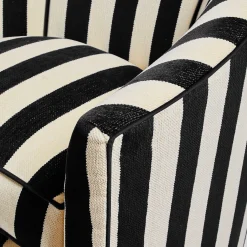 MacKenzie-Childs Marquee Black Stripe Chenille Swivel Chair| Living Room