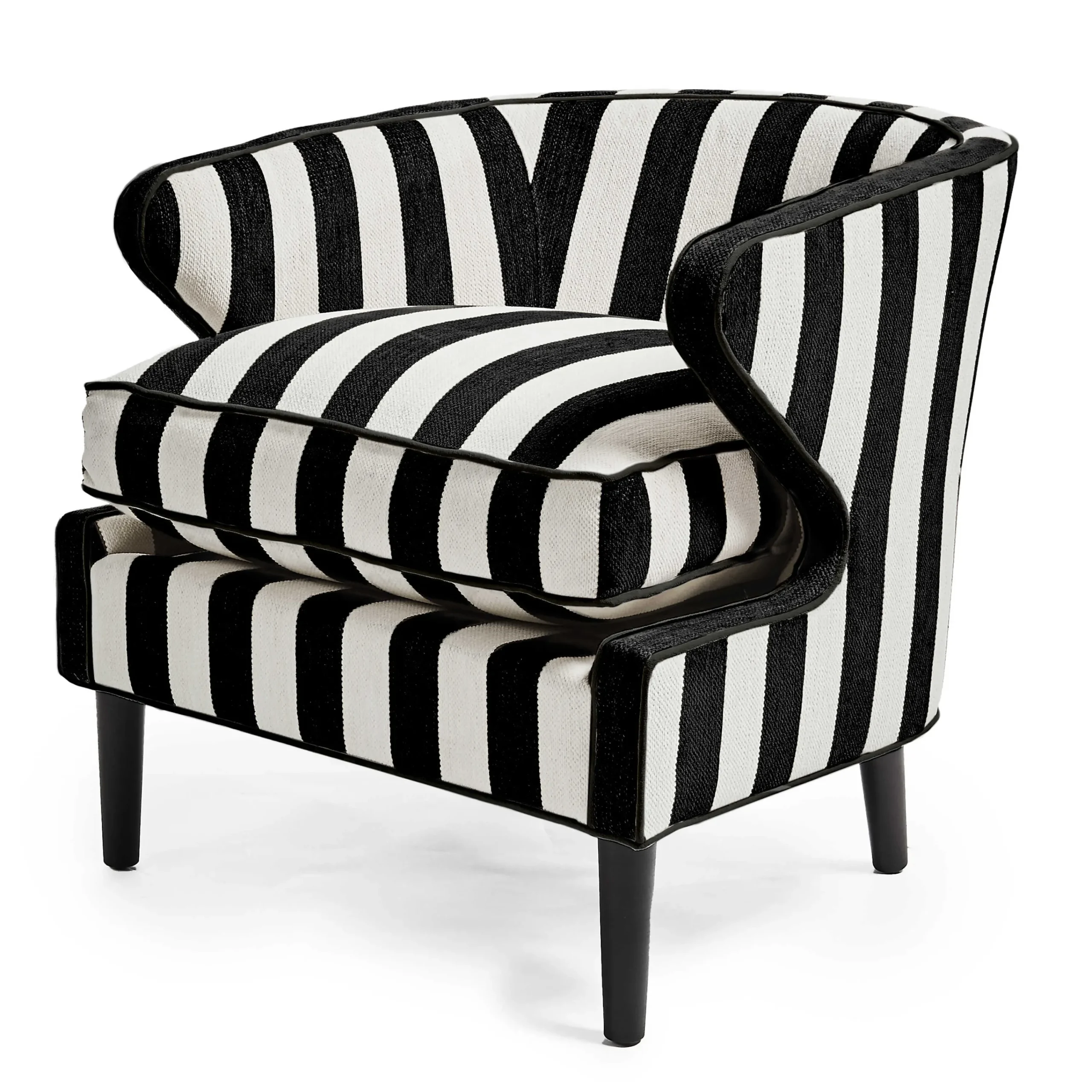 MacKenzie-Childs Marquee Black Stripe Chenille Accent Chair| Living Room