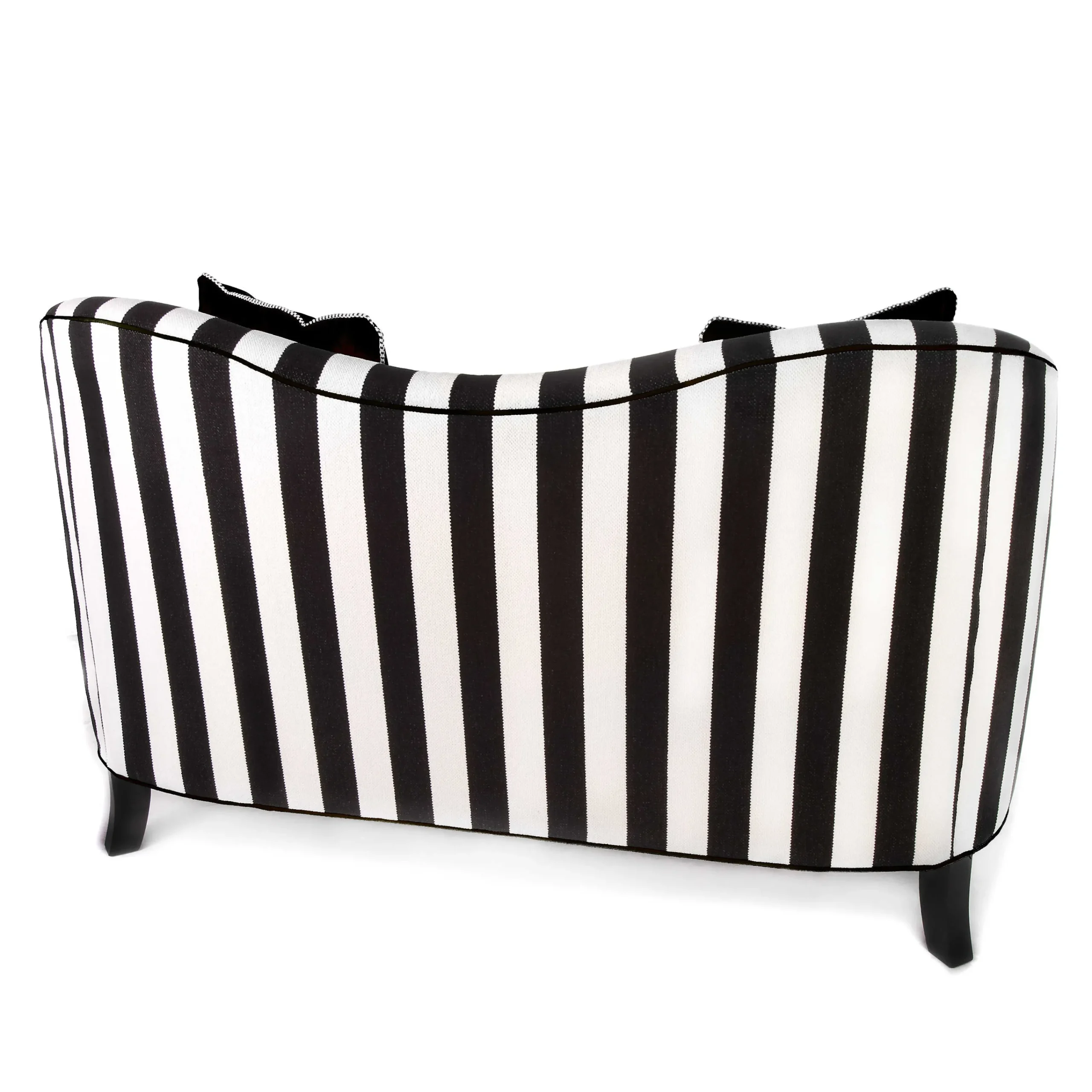 MacKenzie-Childs Marquee Black Stripe Chenille Loveseat| Living Room