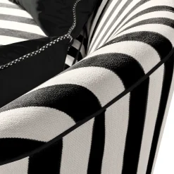 MacKenzie-Childs Marquee Black Stripe Chenille Loveseat| Living Room