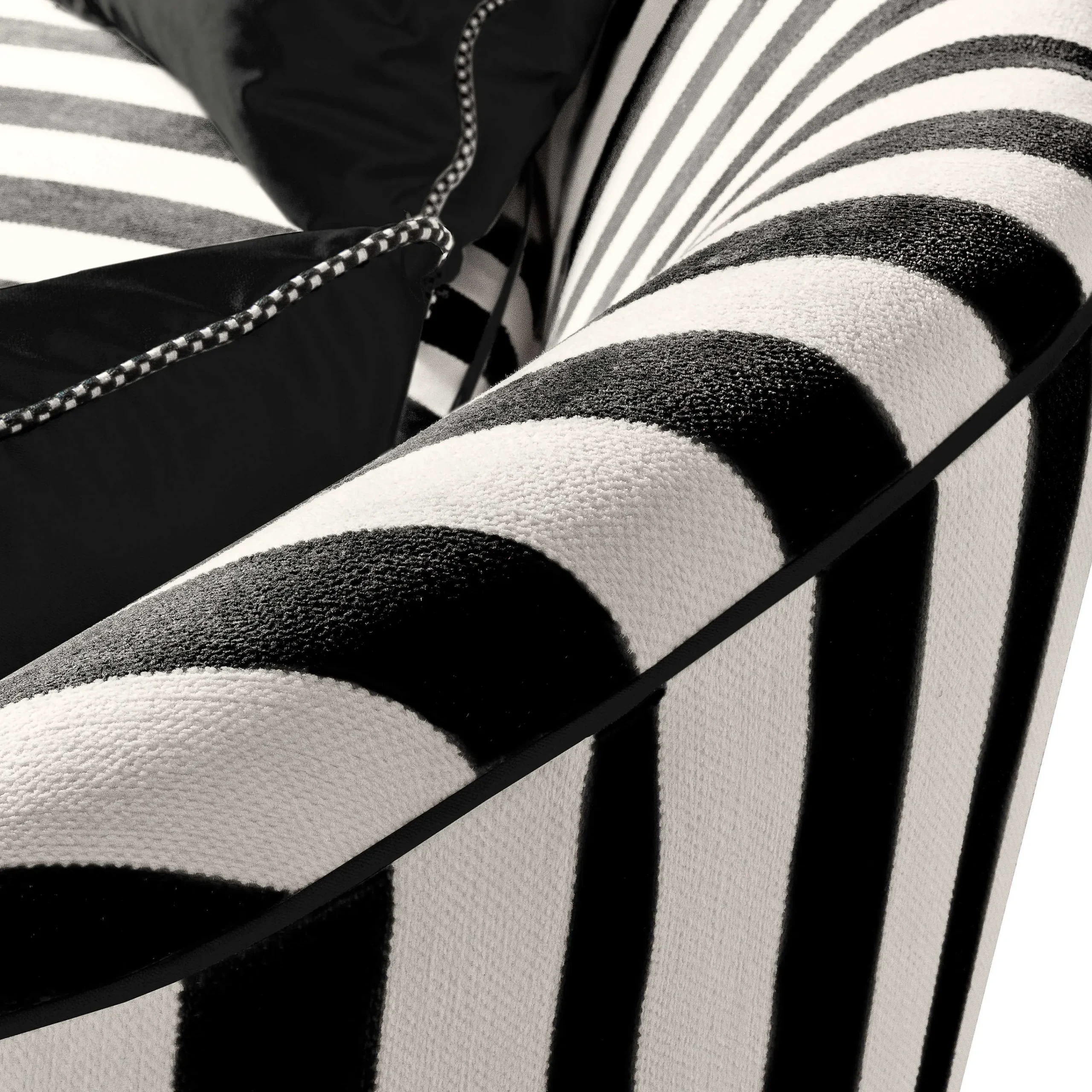 MacKenzie-Childs Marquee Black Stripe Chenille Loveseat| Living Room