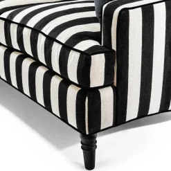MacKenzie-Childs Marquee Black Stripe 2-Piece Left Arm Chaise Sectional| Living Room