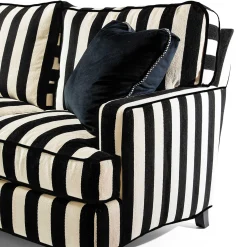 MacKenzie-Childs Marquee Black Stripe 2-Piece Left Arm Chaise Sectional| Living Room