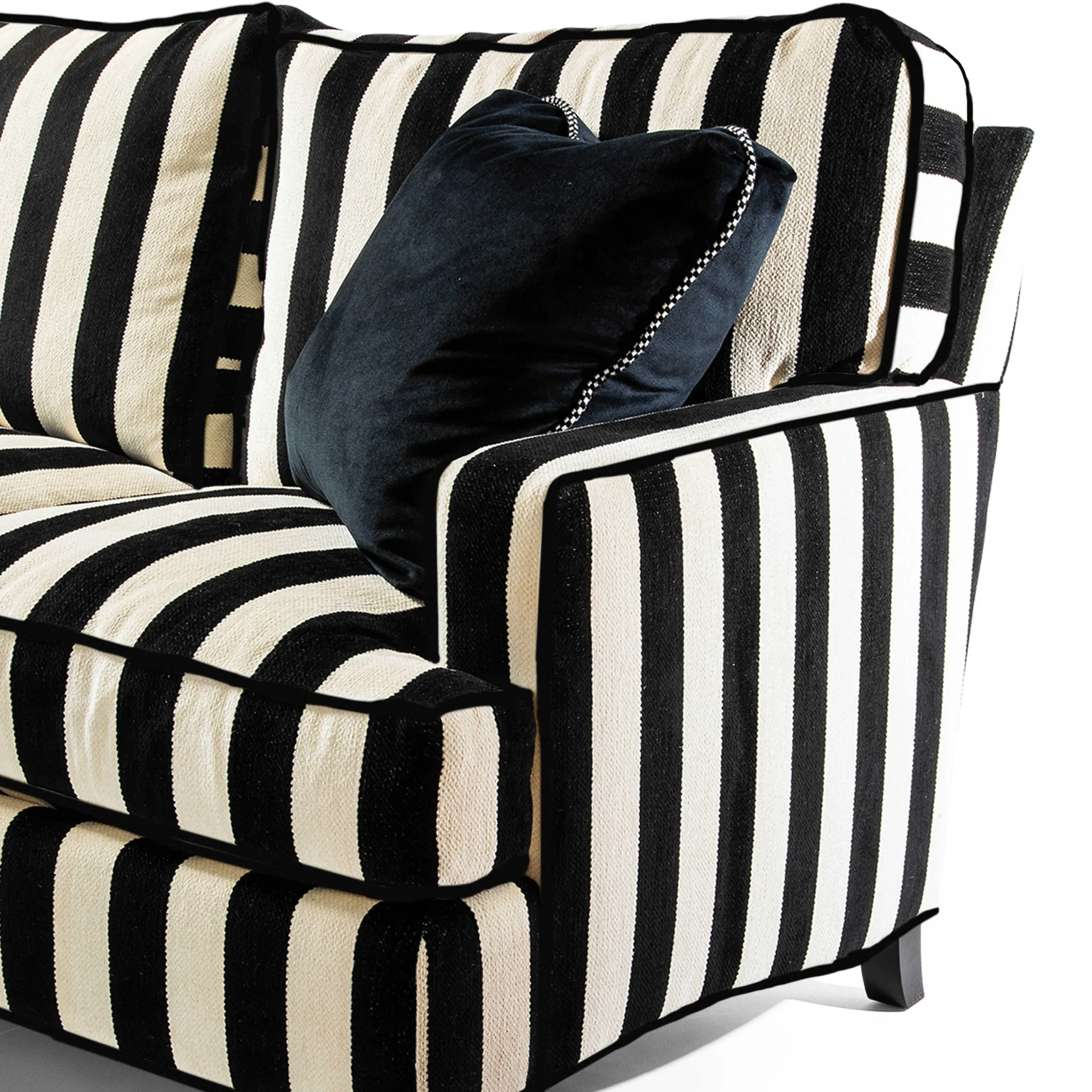 MacKenzie-Childs Marquee Black Stripe 2-Piece Left Arm Chaise Sectional| Living Room