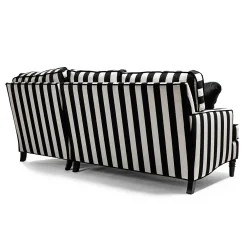 MacKenzie-Childs Marquee Black Stripe 2-Piece Right Arm Chaise Sectional| Living Room