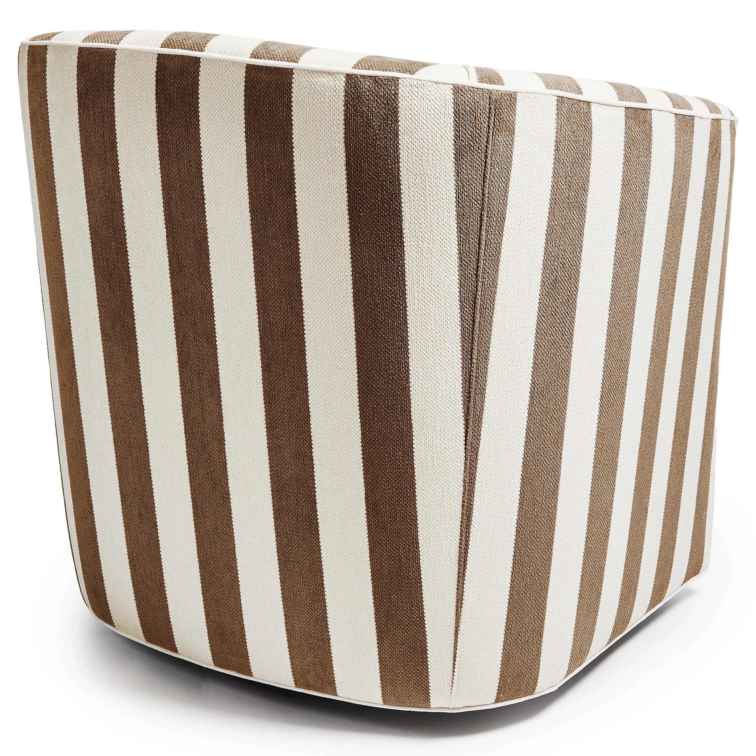 MacKenzie-Childs Marquee Brown Stripe Chenille Swivel Chair| Living Room