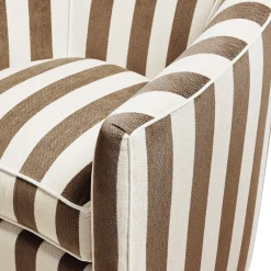 MacKenzie-Childs Marquee Brown Stripe Chenille Swivel Chair| Living Room