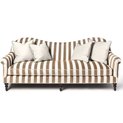 MacKenzie-Childs Marquee Brown Stripe Chenille Sofa| Living Room