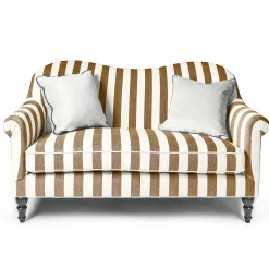 MacKenzie-Childs Marquee Brown Stripe Chenille Loveseat| Living Room