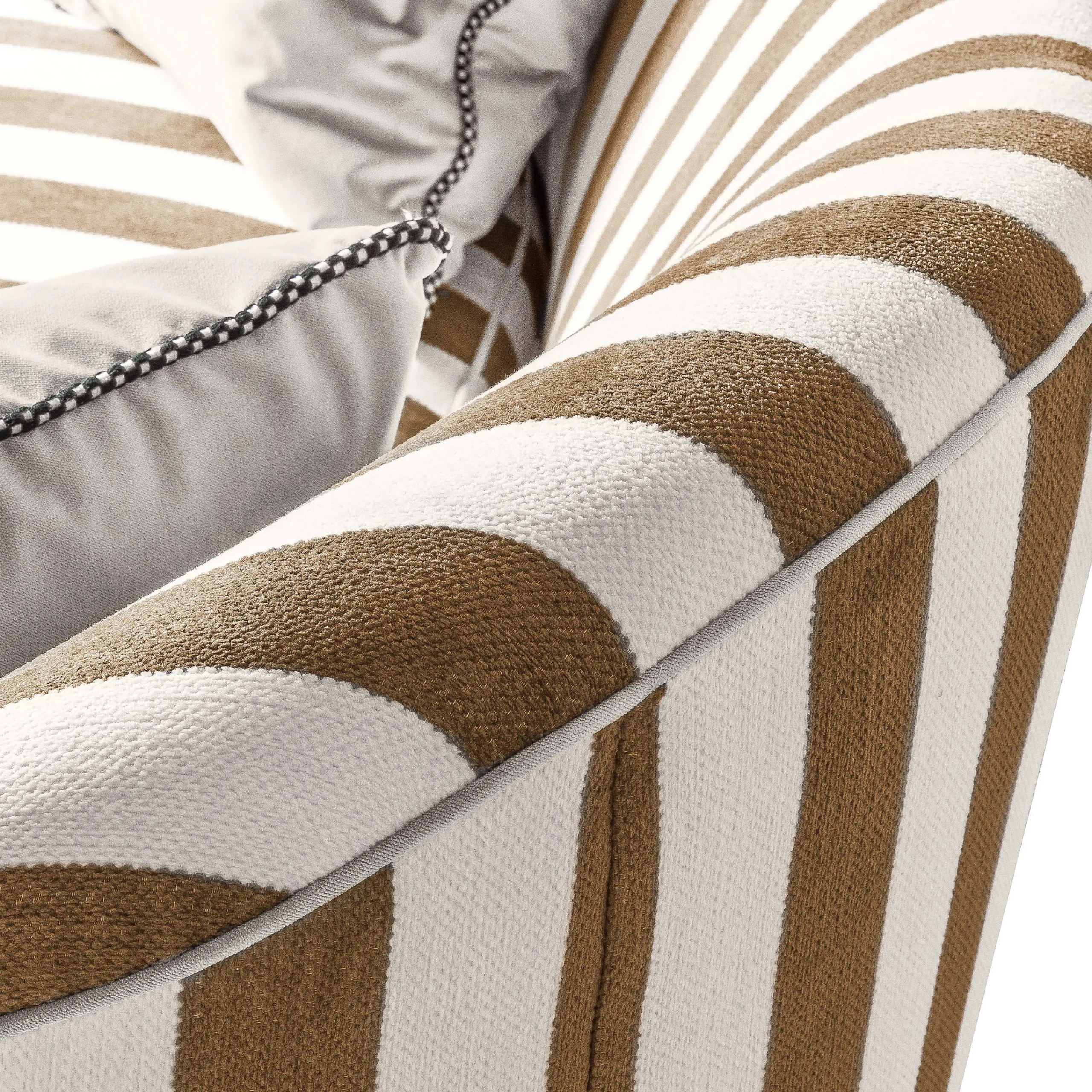 MacKenzie-Childs Marquee Brown Stripe Chenille Loveseat| Living Room