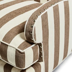 MacKenzie-Childs Marquee Brown Stripe Chenille Wing Chair| Living Room