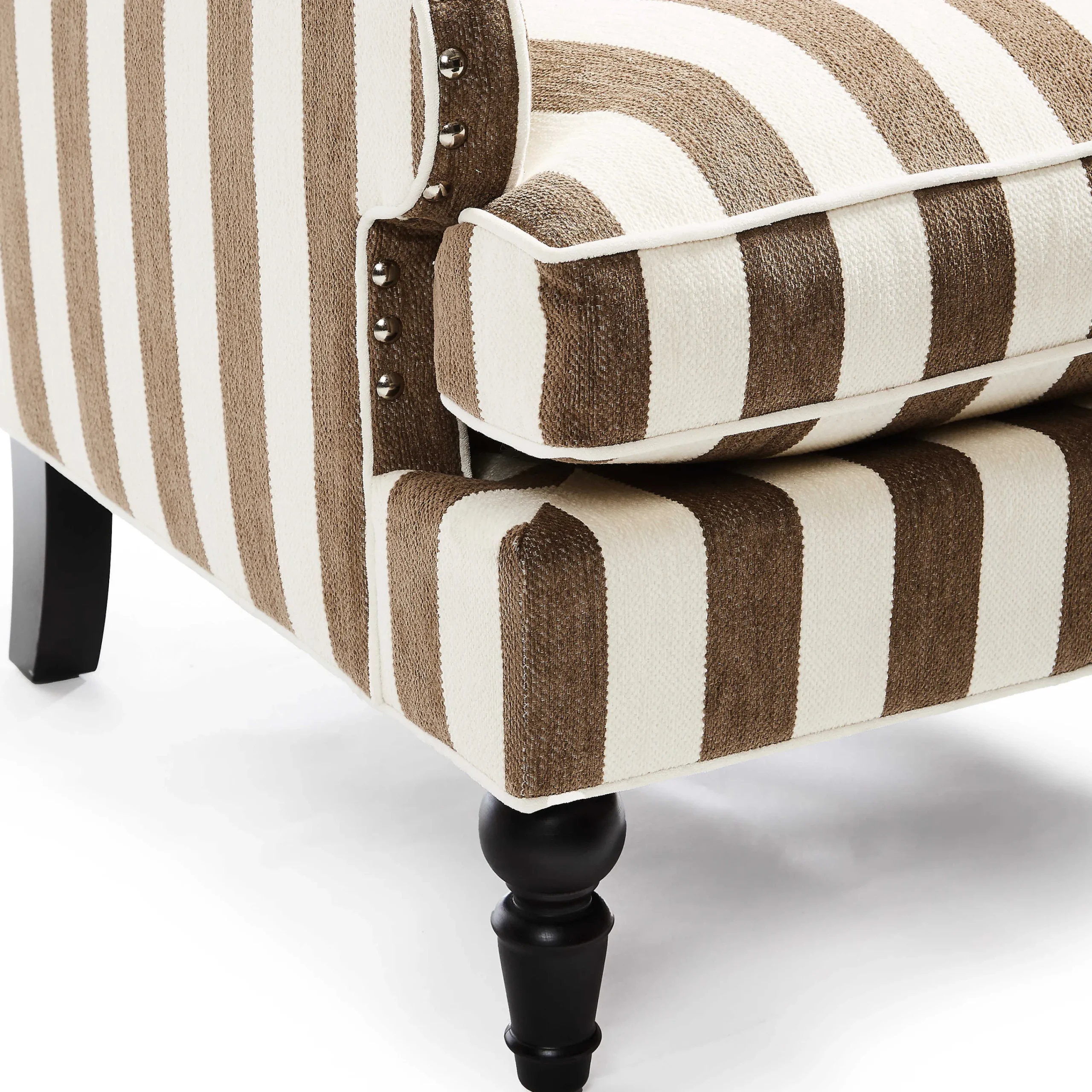 MacKenzie-Childs Marquee Brown Stripe Chenille Wing Chair| Living Room
