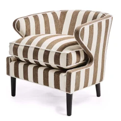 MacKenzie-Childs Marquee Brown Stripe Chenille Accent Chair| Living Room
