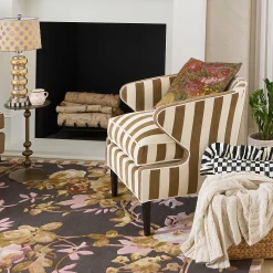 MacKenzie-Childs Marquee Brown Stripe Chenille Accent Chair| Living Room