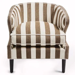 MacKenzie-Childs Marquee Brown Stripe Chenille Accent Chair| Living Room