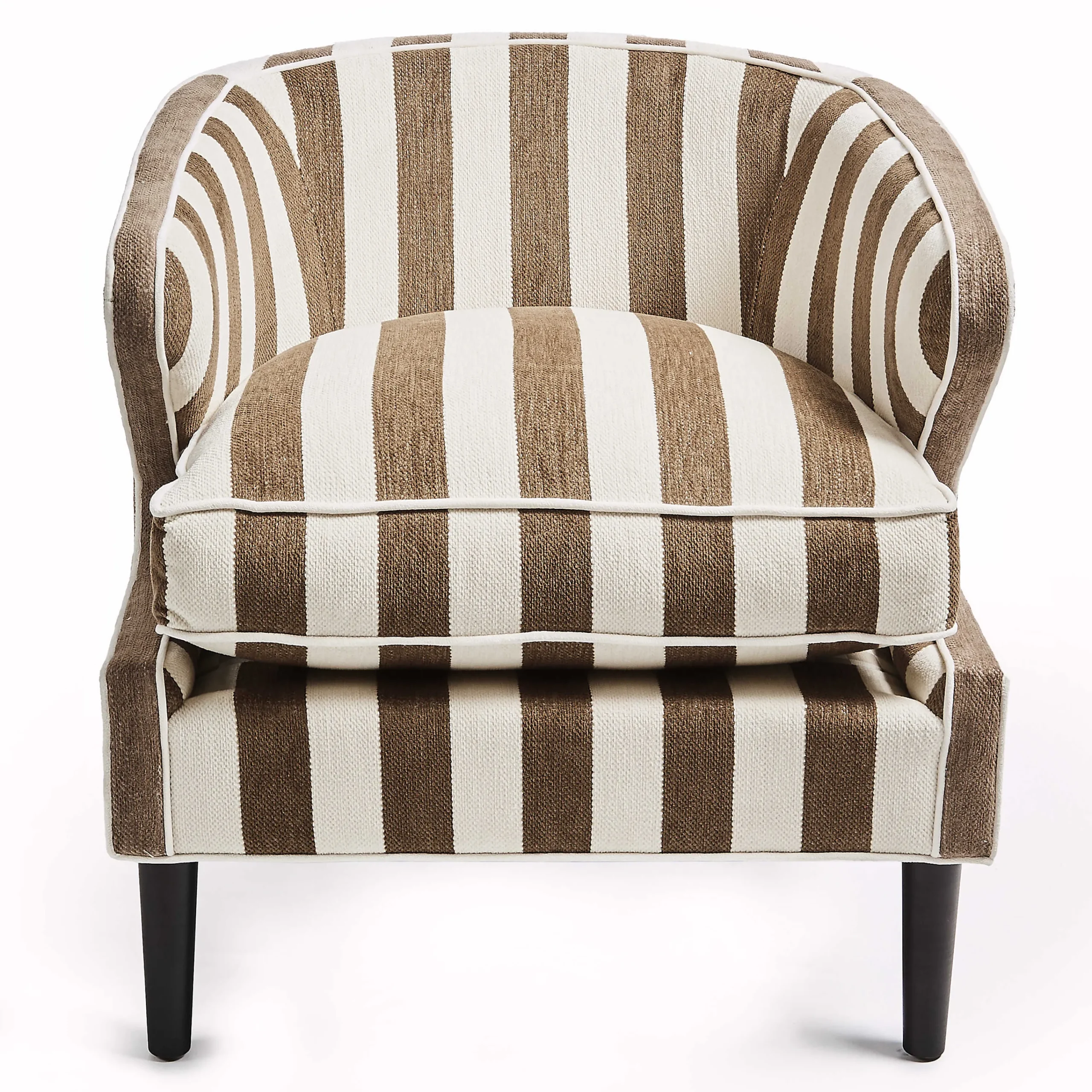 MacKenzie-Childs Marquee Brown Stripe Chenille Accent Chair| Living Room