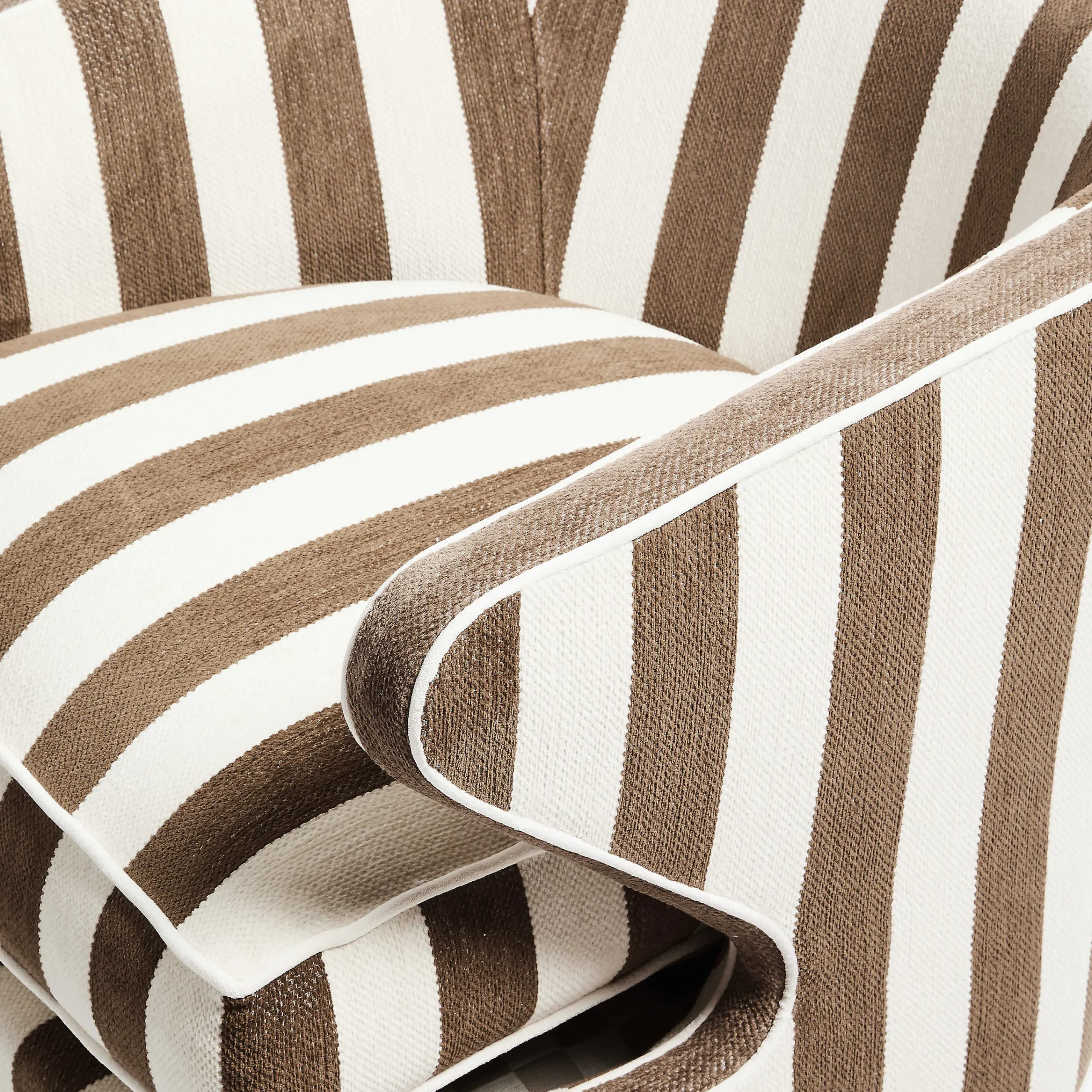 MacKenzie-Childs Marquee Brown Stripe Chenille Accent Chair| Living Room