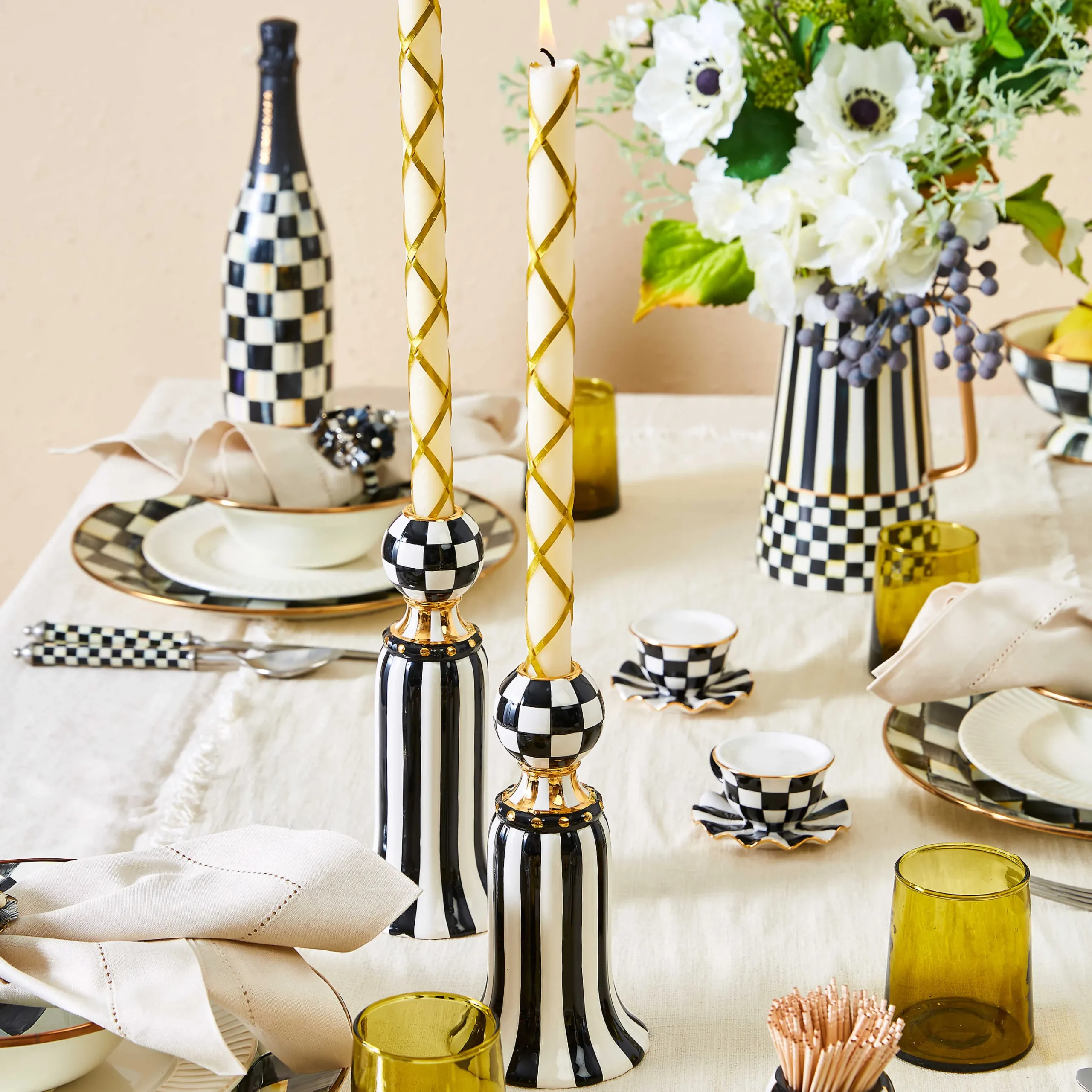 MacKenzie-Childs Marquee Candle Holders, Set of 2| Candles & Fragrances|Room Accents