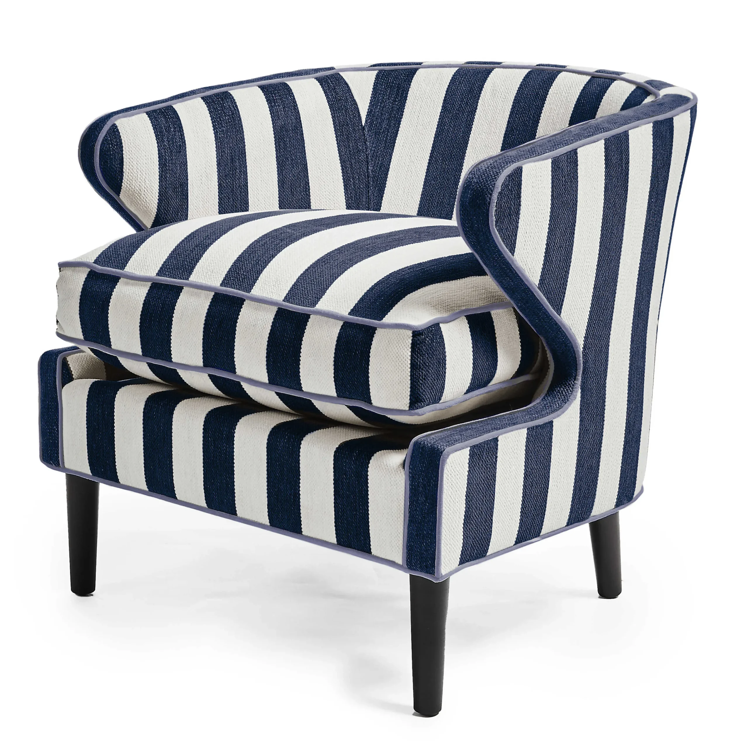 MacKenzie-Childs Marquee Navy Stripe Chenille Accent Chair| Living Room